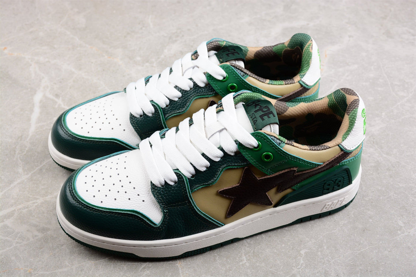 BAPE STA Low-Top Sneakers in Green and Brown