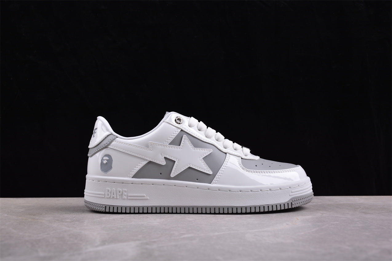 BAPE STA Low-Top Sneakers in White and Grey