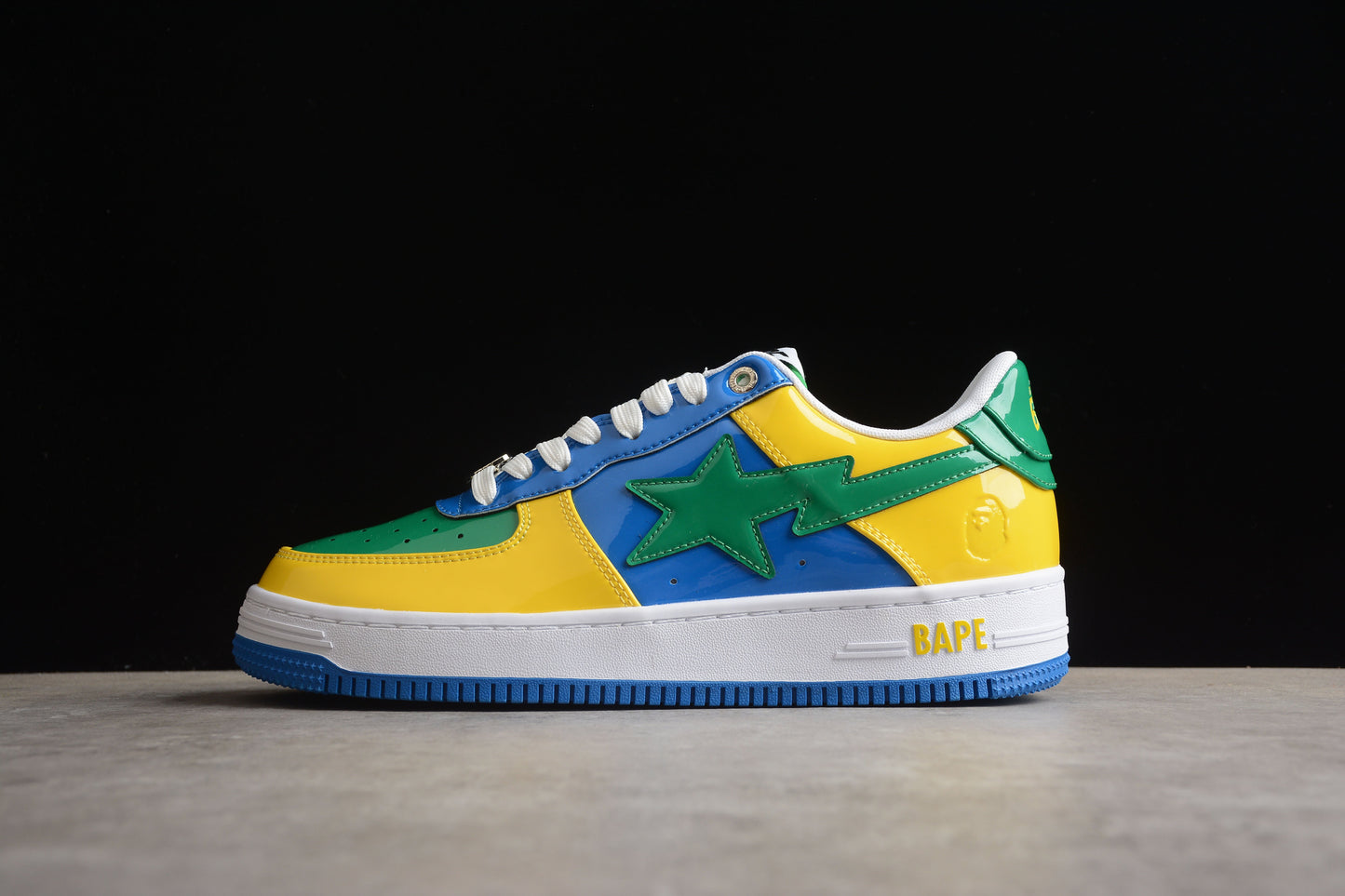 BAPE STA Low-Top Sneakers in Green, Blue, and Yellow