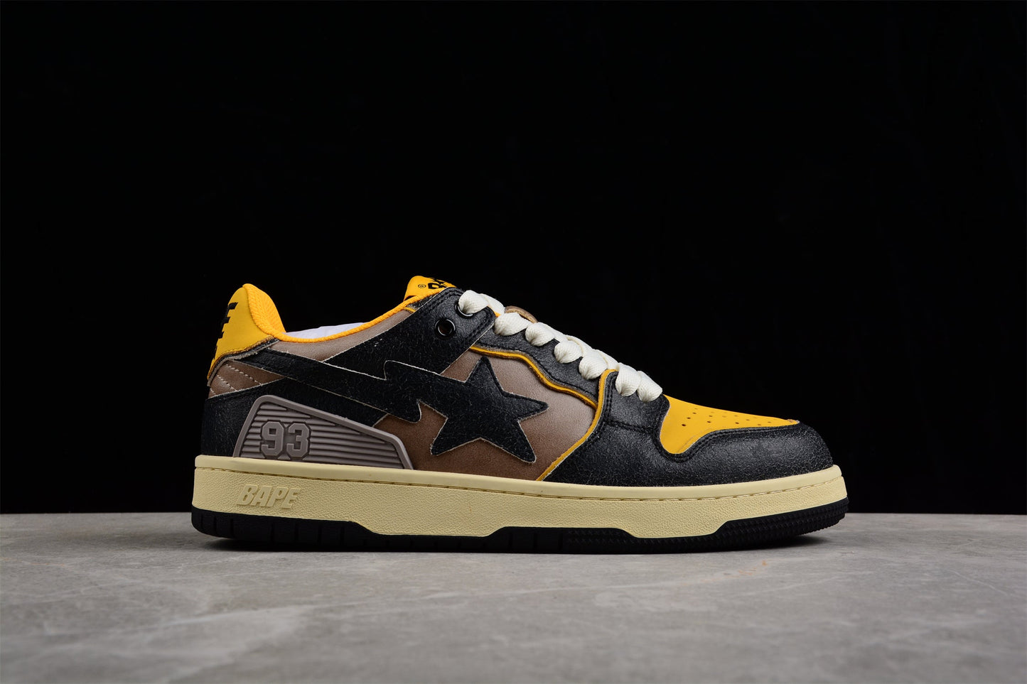 BAPE STA Low Top Sneakers in Black and Yellow