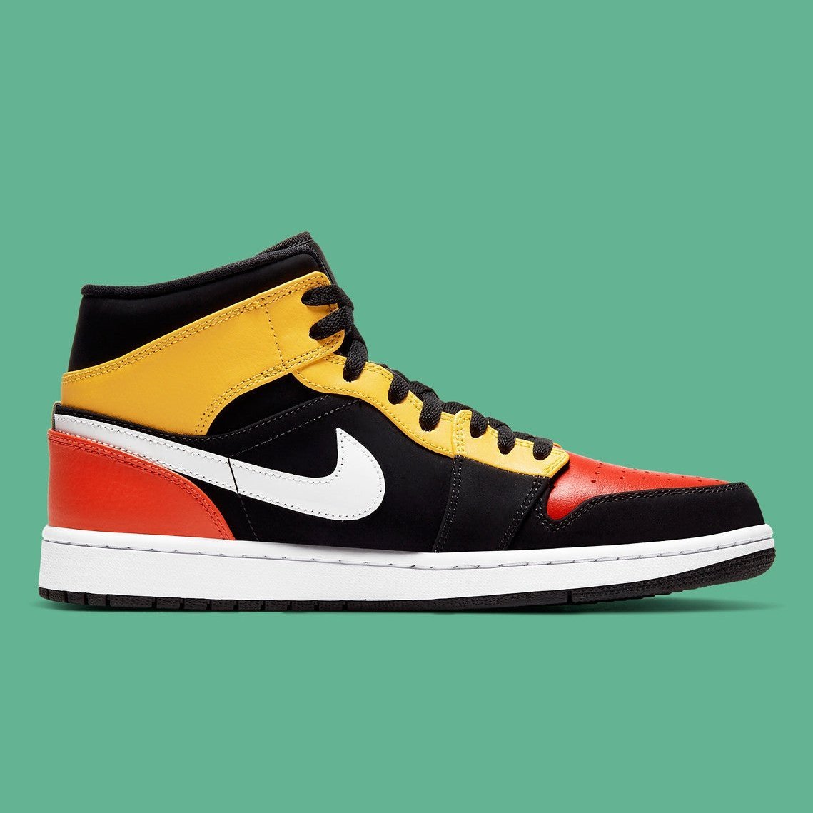 JORDAN 1 MID x BLACK AMARILLO ORANGE