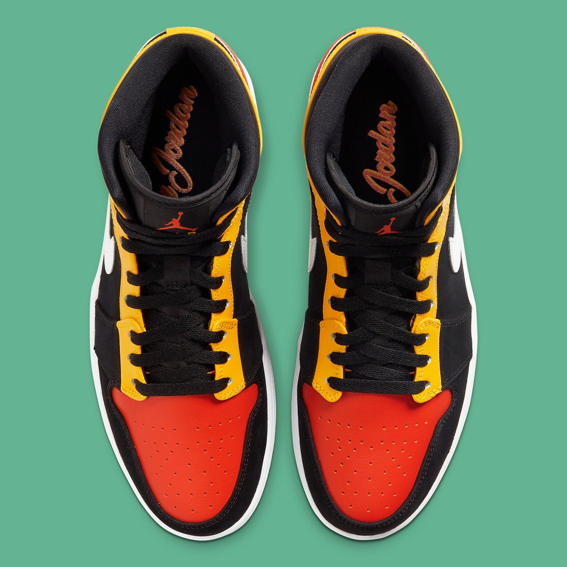 JORDAN 1 MID x BLACK AMARILLO ORANGE