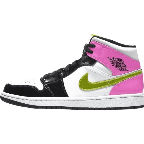 JORDAN 1 MID x WHITE BLACK CYBER PINK