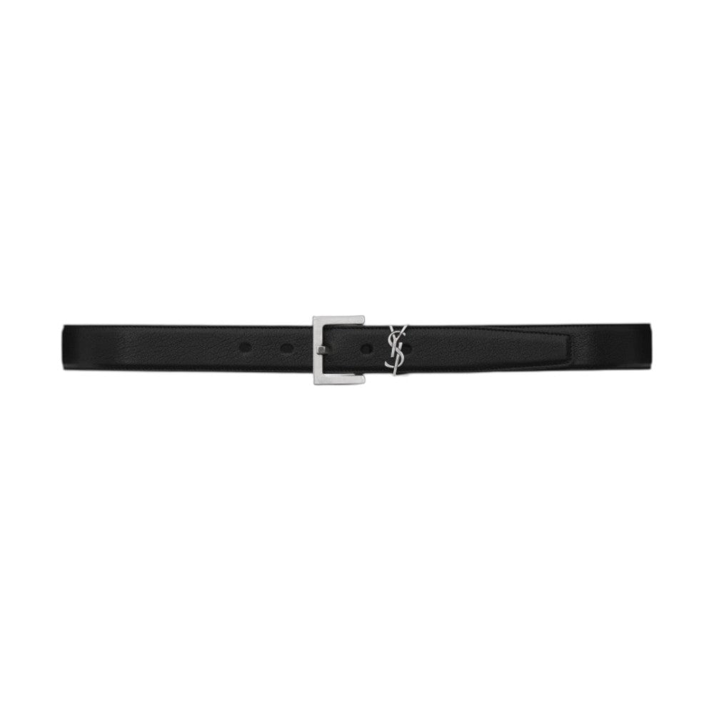 생로랑 레더 실버 모노그램 벨트 블랙 30mm(2color)